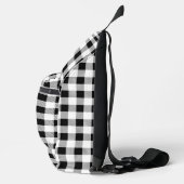 Elegante zwarte witte geruite monogram op maat gem sling bag (Rechts)