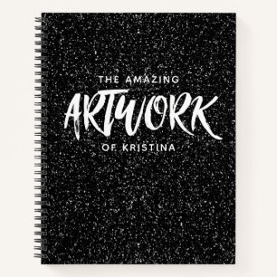 Elegante zwarte witte glitterschetsboek voor kunst notitieboek