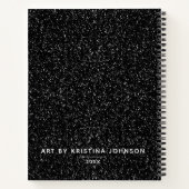 Elegante zwarte witte glitterschetsboek voor kunst notitieboek (Achterkant)