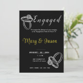 Elegante zwarte, witte Gold verloofde partij Kaart (Staand voorkant)