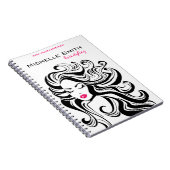 Elegante Zwarte Witte Golvende Kapsel Haar Extensi Notitieboek (Rechterzijde)