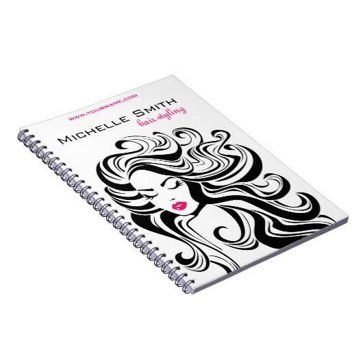 Elegante Zwarte Witte Golvende Kapsel Haar Extensi Notitieboek (Rechterzijde)