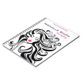 Elegante Zwarte Witte Golvende Kapsel Haar Extensi Notitieboek (Linkerzijde)