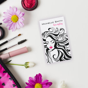 Elegante Zwarte Witte Golvende Kapsel Haar Extensi Visitekaartje