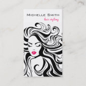Elegante Zwarte Witte Golvende Kapsel Haar Extensi Visitekaartje (Voorkant)