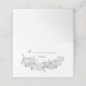 Elegante Zwarte & Witte Gotische Bruiloft Plaatskaartje (Buitenkant ongevouwen)