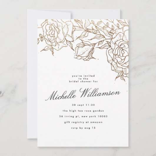 Elegante Zwarte Witte Gouden Krans Bruidsdiner Kaart (Voorkant)