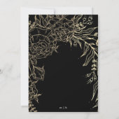Elegante Zwarte Witte Gouden Krans Bruidsdiner Kaart (Achterkant)