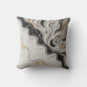 Elegante Zwarte Witte Gouden Marmer Abstracte Kuns Kussen