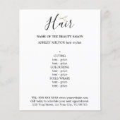 Elegante Zwarte Witte Gouden Schaar Haar Menu (Voorkant)