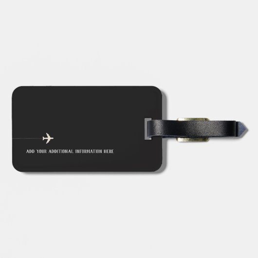 elegante zwarte witte handgeschreven stijlreis bagagelabel (Achterkant horizontaal)