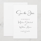 Elegante Zwarte & Witte Huwelijk Save The Date (Voorkant / Achterkant)