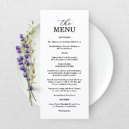 Elegante Zwarte & Witte Huwelijksmenu Menu