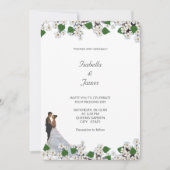 Elegante Zwarte & Witte Jasmin Bloem Bruiloft Kaart (Voorkant)