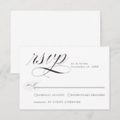 Elegante Zwarte Witte Kalligrafie Huwelijk RSVP Ka (Voorkant / Achterkant)