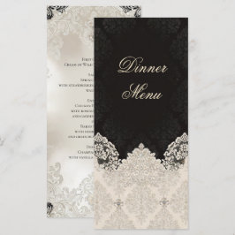 Elegante Zwarte Witte Kanten Huwelijksdiner Menu