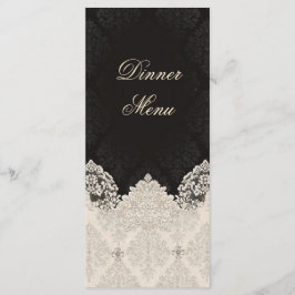 Elegante Zwarte Witte Kanten Huwelijksdiner Menu