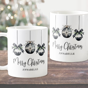 Elegante Zwarte Witte Kerstmis Koffiemok