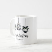 Elegante Zwarte Witte Kerstmis Koffiemok (Voorkant links)