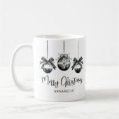 Elegante Zwarte Witte Kerstmis Koffiemok (Links)