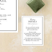 Elegante Zwarte Witte Klassieke Script Details Informatiekaartje