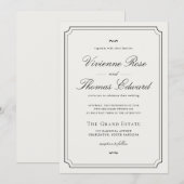 Elegante Zwarte & Witte Klassieke Script Trouw Kaart (Voorkant / Achterkant)