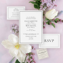 Elegante Zwarte & Witte Klassieke Scriptie Bruilof