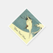 Elegante zwarte witte kraan die over Ocean Wave vl Servet (Hoek)