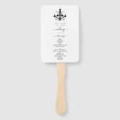 Elegante Zwarte Witte Kroonluchter Monogram Bruilo Handwaaier (Voorkant)
