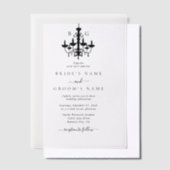 Elegante Zwarte Witte Kroonluchter Monogram Bruilo Vellum Uitnodigingen (Offset)
