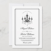 Elegante zwarte, witte kroonluchter Old Money brui Kaart (Voorkant)