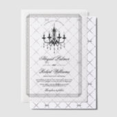 Elegante zwarte, witte kroonluchter Old Money brui Vellum Uitnodigingen (Offset (Uitnodiging))