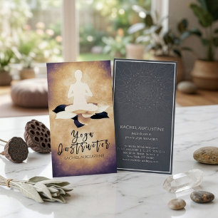 Elegante Zwarte Witte Lotus en Yoga Meditatiehoudi Visitekaartje