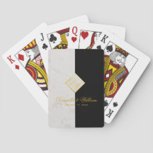 Elegante zwarte witte marmeren monogram gouden tro