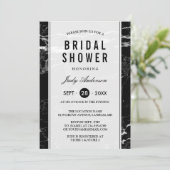 Elegante Zwarte Witte Marmeren Trouw Bruidsdouche Kaart (Staand voorkant)