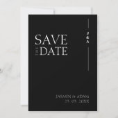 Elegante Zwarte Witte Minimalistische Monogram Bru Save The Date (Voorkant)