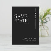 Elegante Zwarte Witte Minimalistische Monogram Bru Save The Date (Staand voorkant)