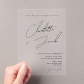 Elegante Zwarte Witte Minimalistische Tijdloze Tro Acryl Uitnodigingen (Insitu (Draagbaar))