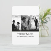 Elegante zwarte & witte minimalistische trouwkaart kaart (Staand voorkant)