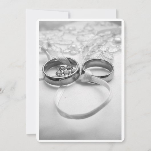 Elegante zwarte & witte minimalistische trouwkaart kaart (Achterkant)