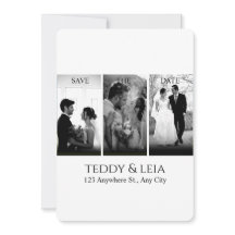 Elegante zwarte & witte minimalistische trouwkaart