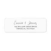 Elegante Zwarte & Witte Moderne Script Huwelijk Etiket (Voorkant)