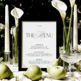 Elegante Zwarte & Witte Moderne Trouwbarmenu