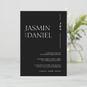 Elegante Zwarte Witte Monogram Beginletters Trouwe Kaart (Staand voorkant)