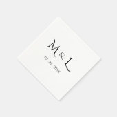 Elegante zwarte witte monogram & datum bruiloft servet (Hoek)