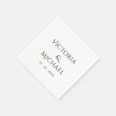 Elegante zwarte witte monogram & datum bruiloft servet (Hoek)