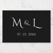 Elegante zwarte witte monogram & datum bruiloft  sparkling wijnetiket (Enkel label)