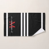 Elegante Zwarte Witte Monogram Gepersonaliseerde N Bad Handdoek (Handdoek)