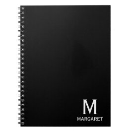 Elegante zwarte & witte monogram naam notitieboek