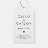 Elegante Zwarte Witte Monogram Trouwgunst Cadeaulabel (Voorkant)